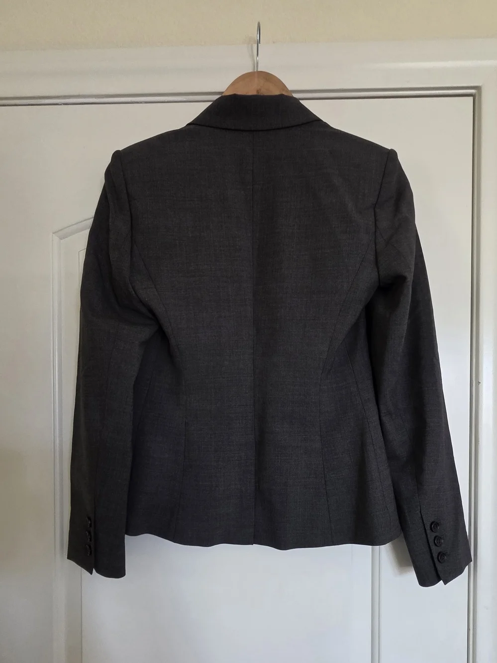 Theory Charcoal Gray Wool blend Two-button Women Blazer Tailored Corporate Chic